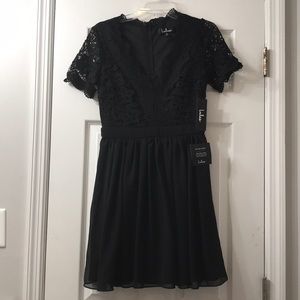 Black Lace Skater Dress